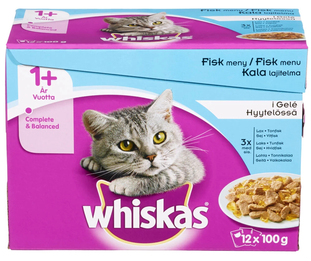 Whiskas® 1+ Fisk I Gele 12x100g 1 Whiskas® 1+ Fisk I Gele 12x100g