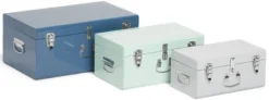 Petite Déco Oppbevaringskasser Koffert 3-pack, Grå/Blå -SexyHair-butikk 2172027M S3 2460 4c
