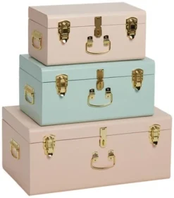 Minitude Oppbevaringsesker Koffert 3-pack, Rosa & Rosa