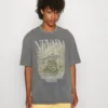 YOURTURN Nevada Wash Graphic Tee Washed - T-Shirts Med Print - Charcoal