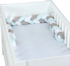 Babybay Flettet Sengekant, White/Beige/Aqua -SexyHair-butikk 501971 3611 4b