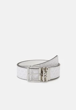 MICHAEL Michael Kors Logo Reversible Belt - Belte - White/Silver