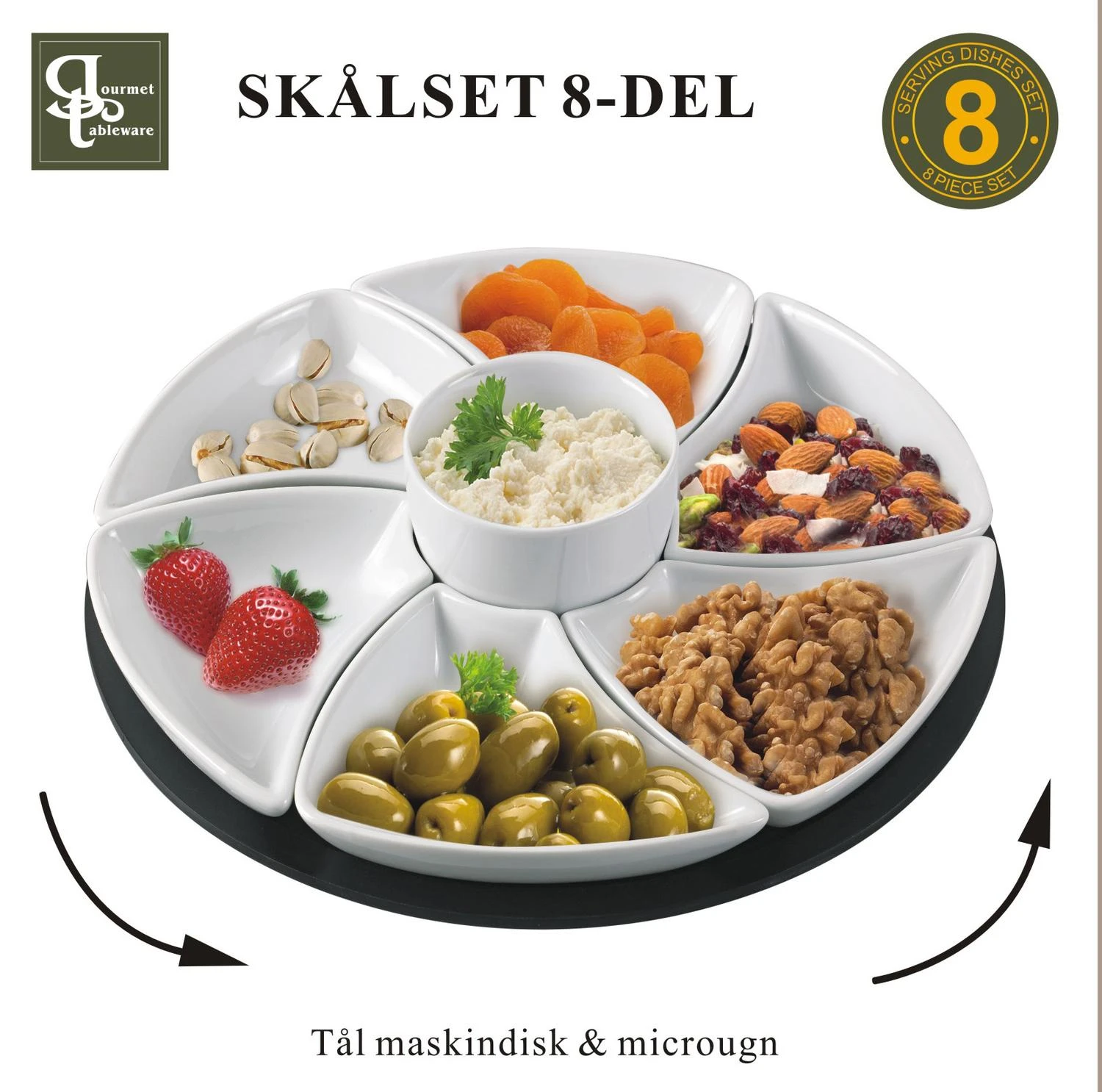 Skålsett Taco 8 Deler 33cm Dreibart Brett White 3 Skålsett Taco 8 Deler 33cm Dreibart Brett White - Bilde 3