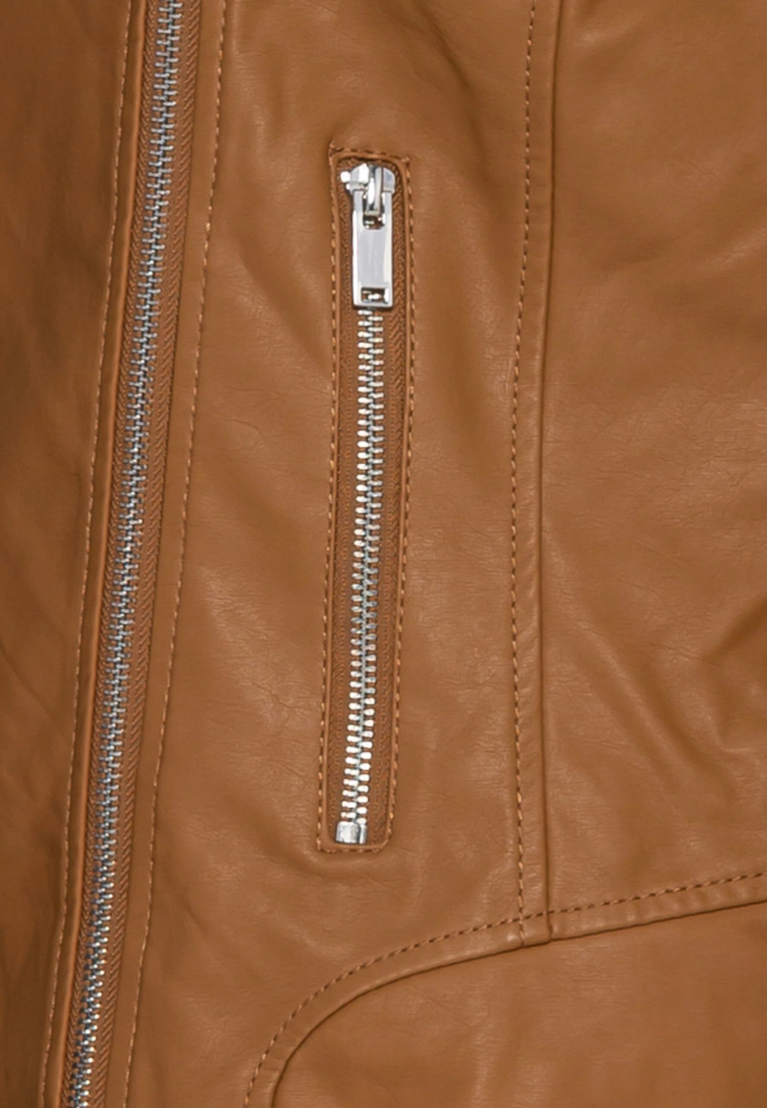 Vila Vicara Jacket - Imitert Skinnjakke - Toasted Coconut 3 Vila Vicara Jacket - Imitert Skinnjakke - Toasted Coconut - Bilde 3