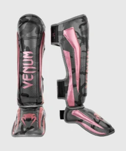Venum Elite Shin Guards - Black/Pink Gold