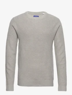 Jack & Jones JWHANDREAS KNIT CREW NECK - LIGHT GREY MELANGE