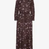 Kaffe KAjava Long Dress - BROWN / PURPLE / BLUE FLOWER