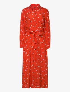 Kaffe KAobina Oline Dress - FIERY RED FLOWER PRINT
