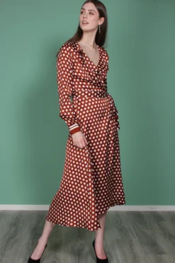 Second Female Spotty Wrap Dress - Rustic Brown -SexyHair-butikk qUn6JIE2Tc6jlgvtye2p IMG 9268