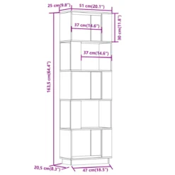 Bokhylle/romdeler Grå 51x25x163,5 Cm Heltre Furu -SexyHair-butikk w1200h1200 22